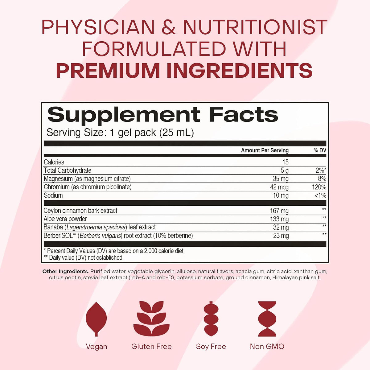 Healthycell Glucose Support Supplement to Support Balanced Blood Sugar | Berberine, Cinnamon & Chromium for Healthy Insulin Function & Proper Glucose Metabolism - 30 Gel Packs, Apple Cinnamon Flavor