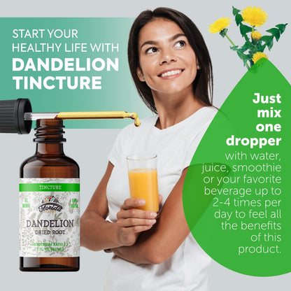 Dandelion Root Tincture Organic Dandelion Extract (Taraxacum Officinale) Health Supplement, Non-GMO in Cold-Pressed Organic Vegetable Glycerin 2 oz, 685 mg