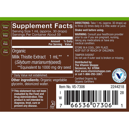 Organic Liquid Milk Thistle, Full Spectrum, Supports Liver Health - Alcohol-Free (2 fl. oz.)