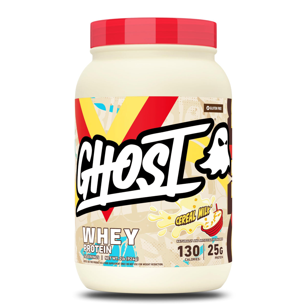GHOST Whey Protein Powder, Cinnabon - 2LB, 25G of Protein - Cinnamon Roll Flavored Isolate, Concentrate & Hydrolyzed Whey Protein Blend - Post Workout Shakes - Soy & Gluten Free