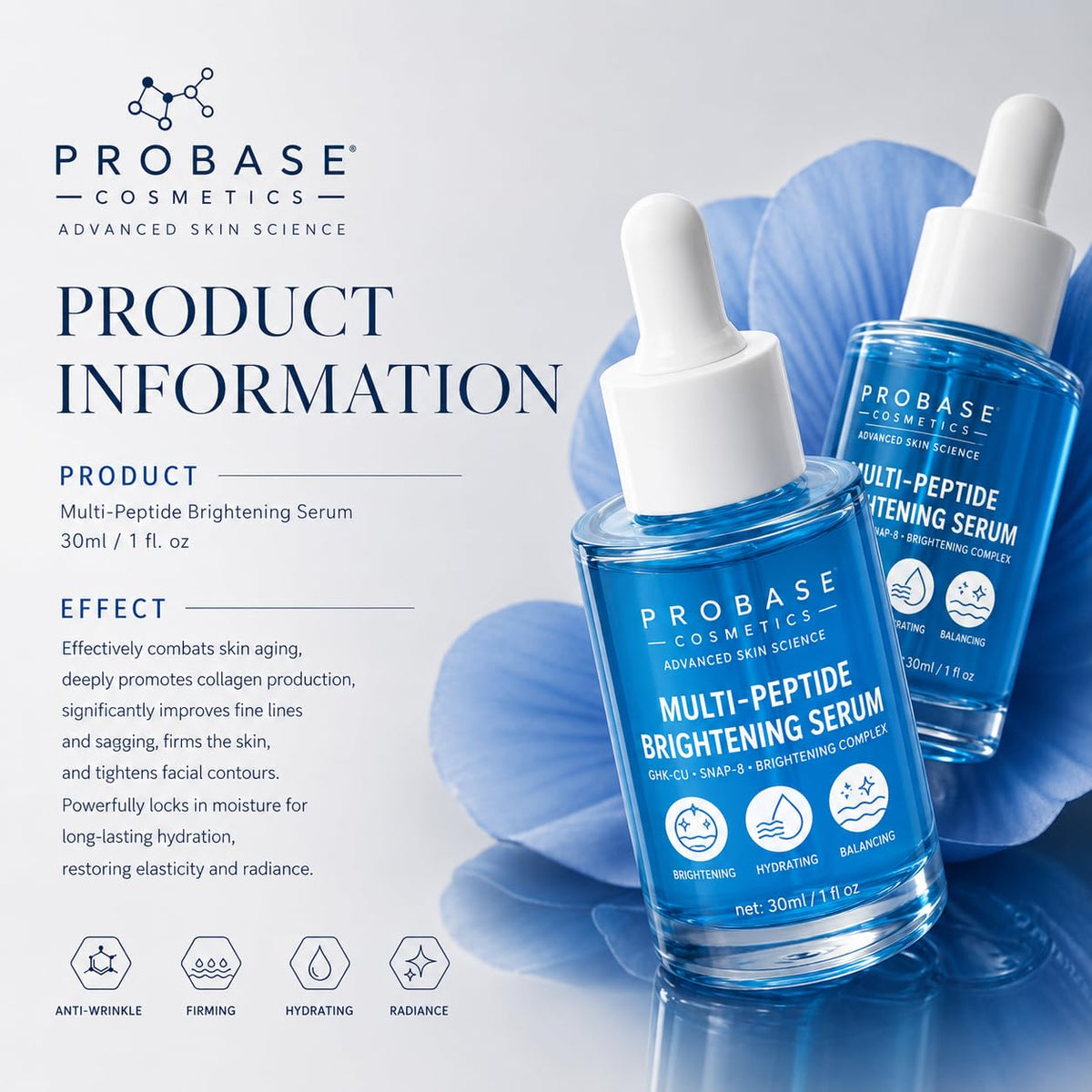 Copper Peptide Face Serum, 1 fl. oz. | Hyaluronic Acid, Collagen, GHK-Cu + SNAP-8, 10,000 ppm