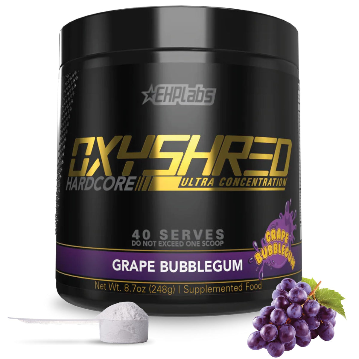 EHP Labs OxyShred Hardcore Super Dosed Pre Workout Powder - Preworkout Powder with L Glutamine & Acetyl L Carnitine, Energy Boost Drink - 275mg of Caffeine - Watermelon Candy, 40 Servings