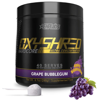 EHP Labs OxyShred Hardcore Super Dosed Pre Workout Powder - Preworkout Powder with L Glutamine & Acetyl L Carnitine, Energy Boost Drink - 275mg of Caffeine - Watermelon Candy, 40 Servings