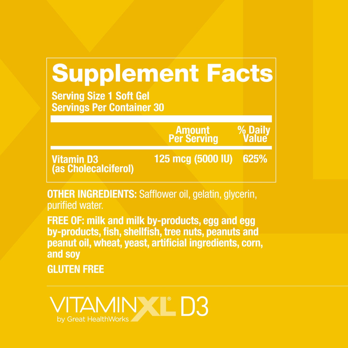 OmegaXL VitaminXL D3 High Potency Daily Vitamin D 5000 IU 125mcg Immune Support Supplement - Promotes Healthy Muscle Function & Strong Bones - Non-GMO, Gluten-Free - 30 Softgels OmegaXLBuy Supplements Australia