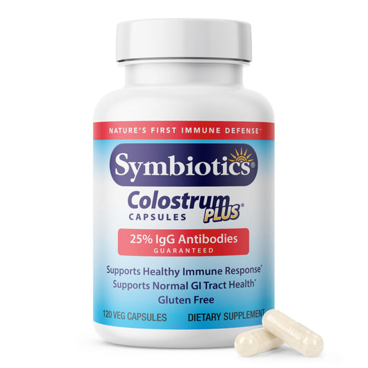 Symbiotics Colostrum Vegetable Capsules, 120 Count - Immune & Gut Support with Lactoferrin and Naturally Occurring IgG