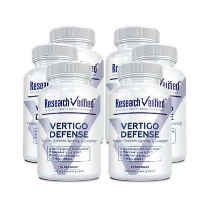 Research Verified Vertigo Defense - Soothe Symptoms and Support Inner Ear Balance - Vitamin D3, Ginger, Ginkgo Biloba, BioPerine - 60 Capsules