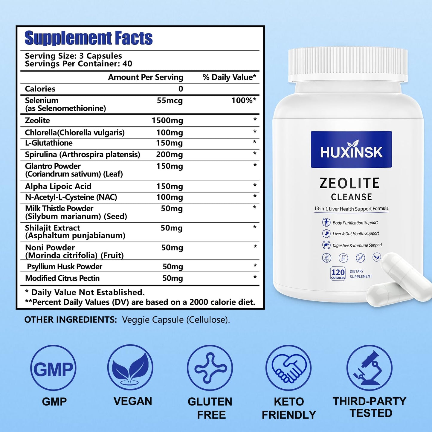Zeolite Detox Supplement, Liver Cleanse Detox & Repair, Supports Gut Health, Maximum Absorption, NAC, Glutathione, Milk Thistle, Cilantro, Chlorella,