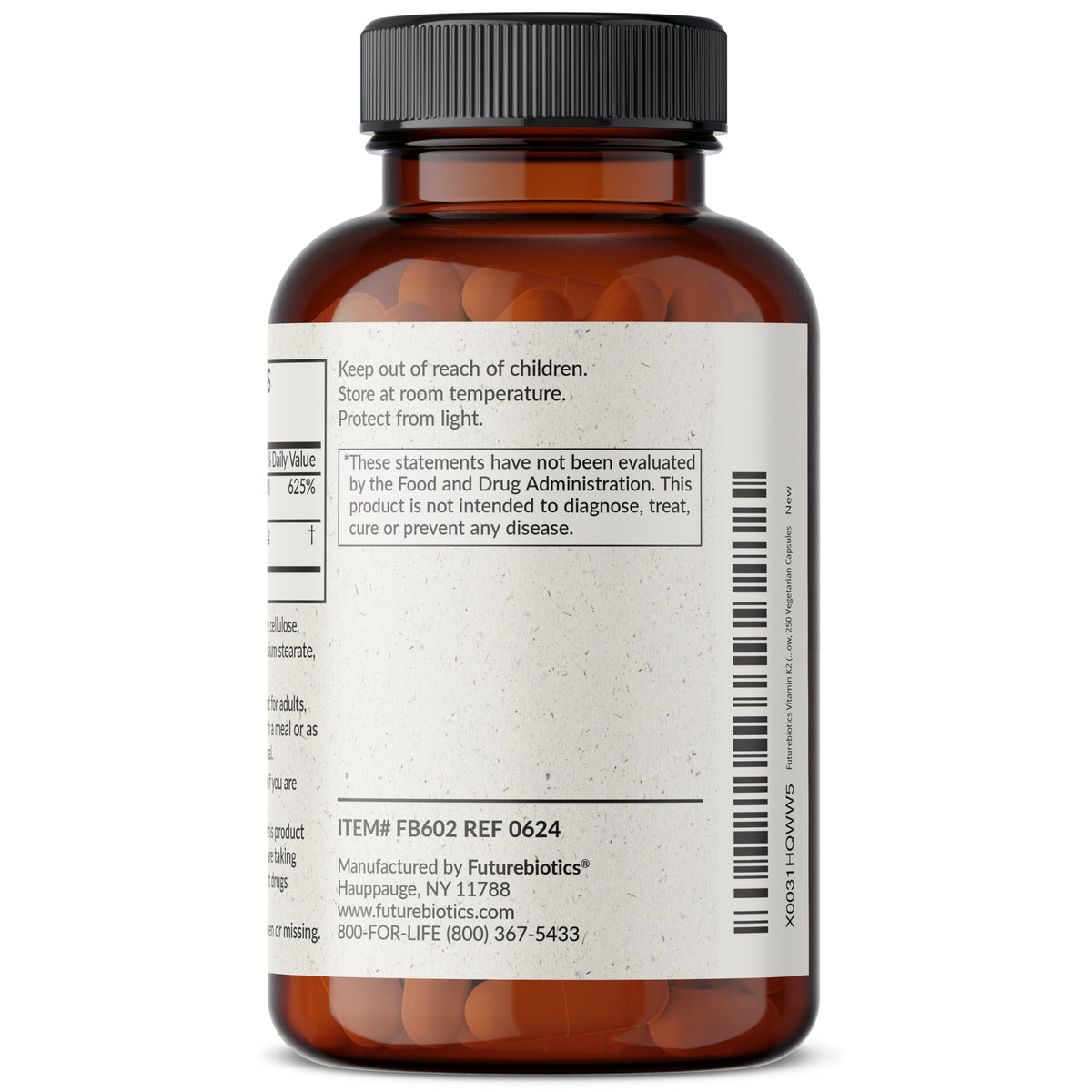 Futurebiotics Vitamin K2 (MK7) with D3 Supplement - Non-GMO Formula - 5000 IU Vitamin D3 & 90 mcg Vitamin K2 MK-7, 120 Vegetarian Capsules