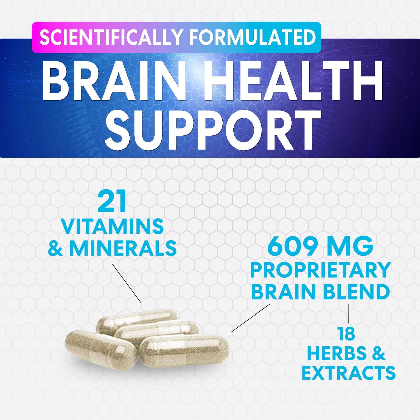 Brain Memory Supplement - 3X Strength Nootropics for Concentration, Clarity & Focus Support - Brain Health Cognitive Vitamins with Bacopa, Phosphatidylserine & DMAE, Brain Booster Pills, 60 Capsules Nature's PeakBuy Supplements Australia