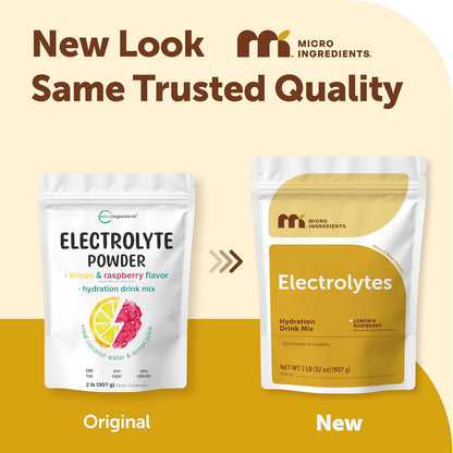Micro Ingredients Electrolytes Powder, Sugar-Free Lemon Raspberry | 1,000 mg Potassium Per Serving. 139 Servings, 2 lb Bulk Supply, Hydration Drink Mix Powder. 0 Calorie, Keto Friendly. Non-GMO
