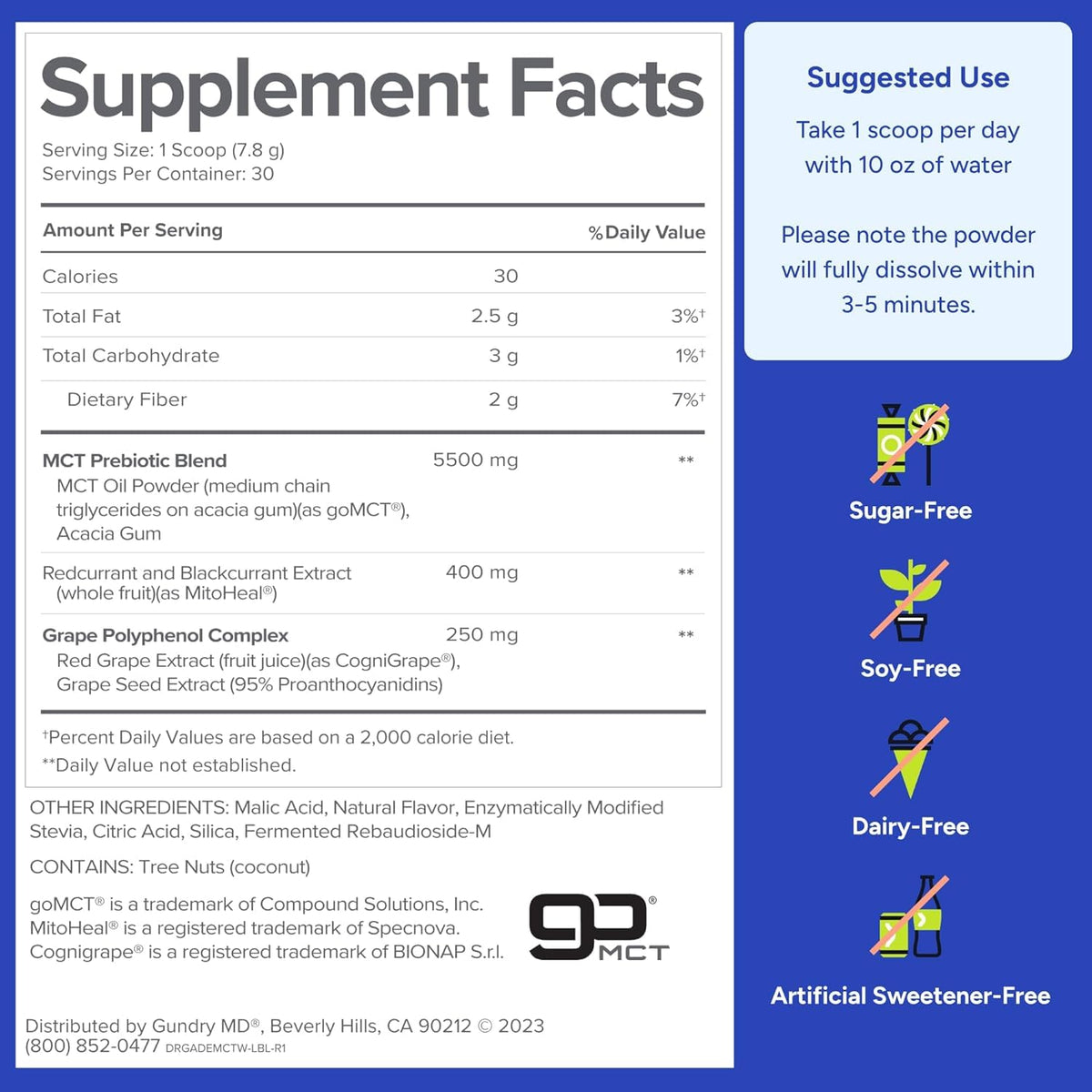 Gundry MD® MCT Wellness Powder, Watermelon Lemonade Flavor, 30 Servings | Support Energy, Ketone Production and Brain Health, Keto Friendly