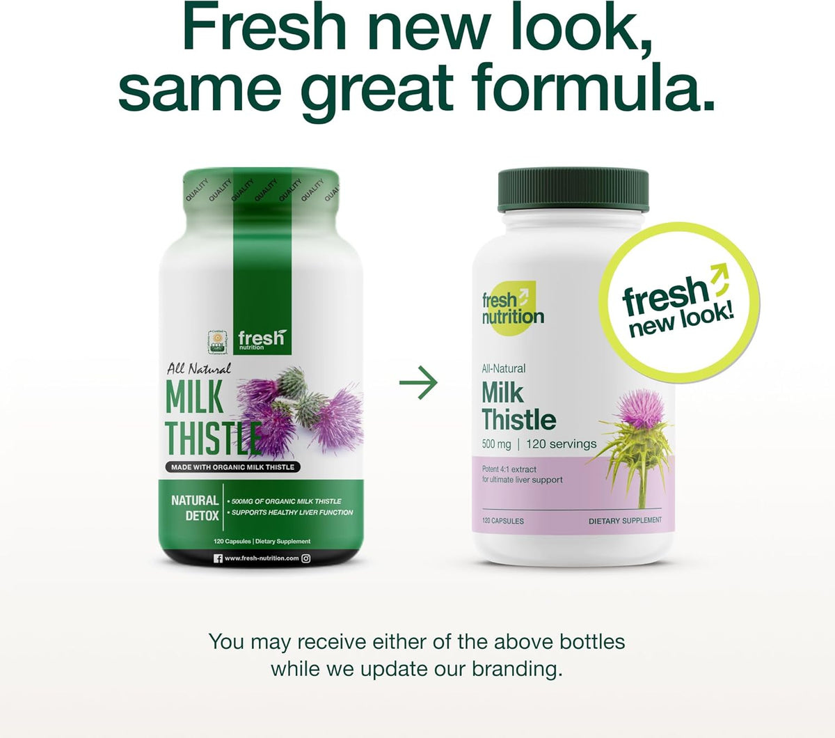 Fresh Nutrition Organic Milk Thistle Supplement - Potent Strength – 4 Month Supply – Silymarin Thistle Seed Standardized Extract 4:1 - Made in The USA - 120 Capsules