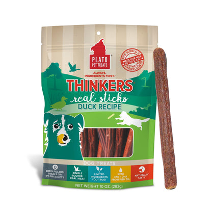 Plato Meat Sticks Salmon Dog Treats, Air-Dried High-Protein Soft Chews with Omega Fish Oil (EPA & DHA), 10 oz