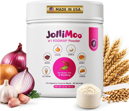 Trio Digestive Enzyme Powder for Gas & Bloating, Low FODMAP | Low FODMAP triple-enzyme powder eases gas & bloating from dairy, wheat, onion, garlic & beans. Corn-free. 60 servings.