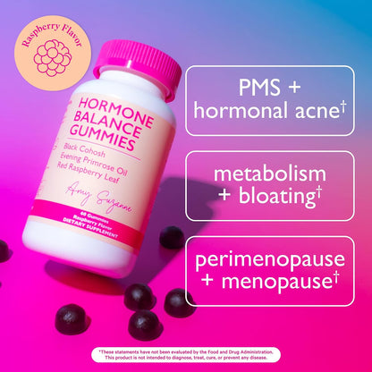 Amy Suzanne Hormone Balance Gummies for Women, 60 Count | Hormone Harmony for Mood, Energy, Occasional Bloat, PMS Comfort, Perimenopause & Menopause Support