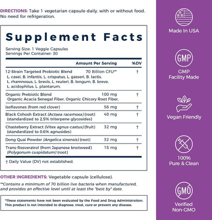 NewRhythm Female Health Bundle: Vaginal Flora Balance + Menopause Comfort, Organic Cranberry, Black Cohosh, 18 Probiotic Strains, 90 Vegan Caps