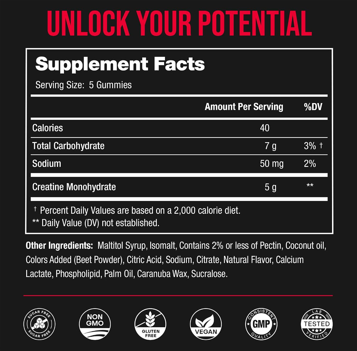 NutraChamps 150 Creatine Gummies for Men & Women - 5g Sugar Free Chewable Creatine Monohydrate Gummies - Supports Protein Synthesis, Muscle Recovery & Workout Performance