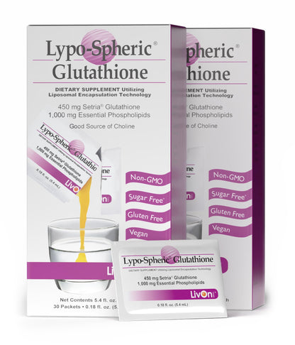 LivOn Laboratories Lypo-Spheric Glutathione - 30 Packets – 450 mg Glutathione Per Packet – Liposome Encapsulated for Maximum Bioavailability – Professionally Formulated – 100% Non-GMO