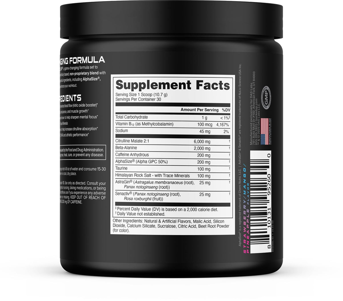 Bucked Up Pre Workout - Best Tasting - 6 Grams Citrulline, 2 Grams Beta Alanine Non Proprietary Blend, Powder (Strawberry Kiwi)