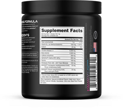 Bucked Up Pre Workout - Best Tasting - 6 Grams Citrulline, 2 Grams Beta Alanine Non Proprietary Blend, Powder (Strawberry Kiwi)