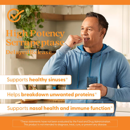 Doctor's Best Serrapeptase Supplement for Men & Women - Proteolytic Enzyme for Sinus & Immune Health Support, 120,000 SPU per Veggie Capsule, High Potency Formula, Non-GMO, Vegan - 90 Veg Caps