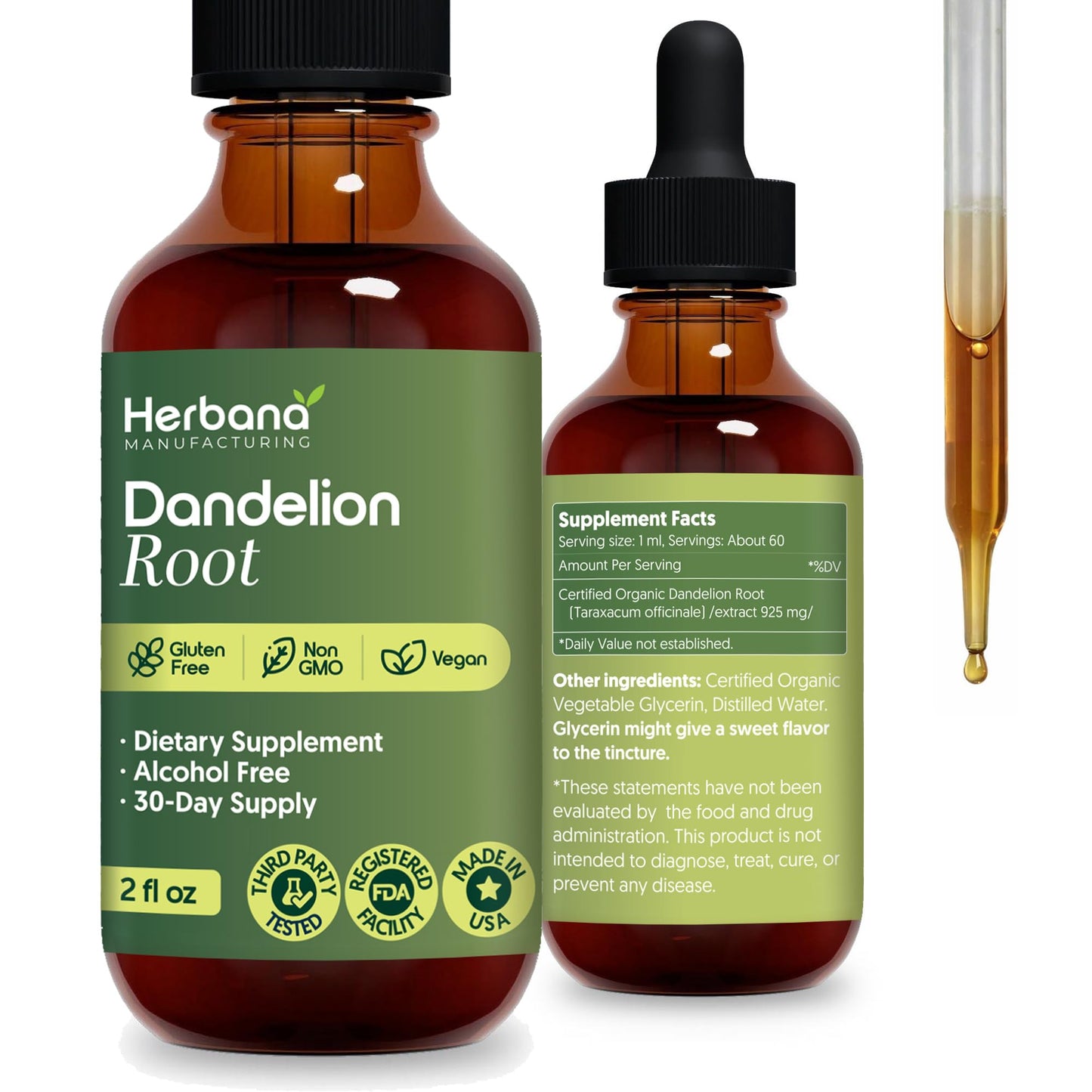 Dandelion Root 2 fl oz Liquid Extract - Natural Herbal Supplement for Cleansing, Digestive Function & Immunity - Organic Taraxacum officinale - Family Size