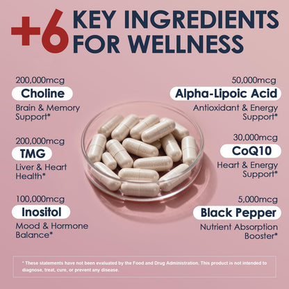 Migcopat 17-in-1 Methylated B Complex, 258,150 mcg Multivitamins, B12 Methylcobalamin, Methylfolate,Vitamin C, Vitamin D3 K2, CoQ10, Biotin, TMG, Methylated Multivitamin for Energy, Brain-120 Capsules