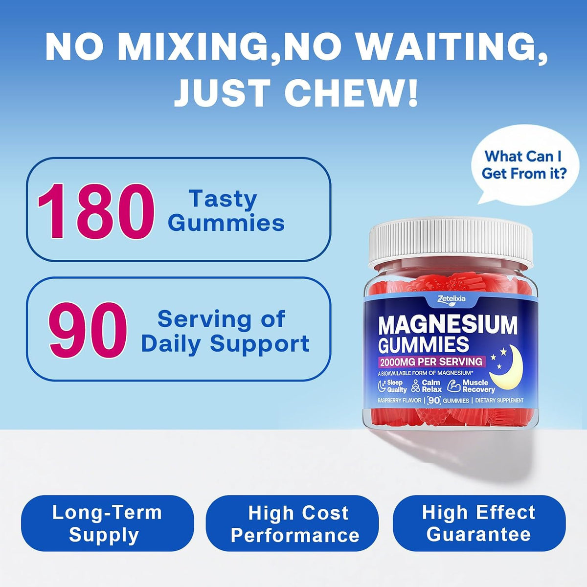 180 Count | Magnesium Gummies for Women & Men, Support Calm, Restful Sleep & Muscle Health, Sugar Free, Vegan, Non-GMO, Raspberry Flavor