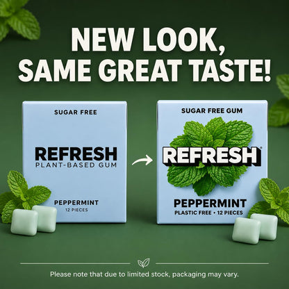 Refresh Sugar Free Chewing Gum with Xylitol, Garden Mint, 12 Pack