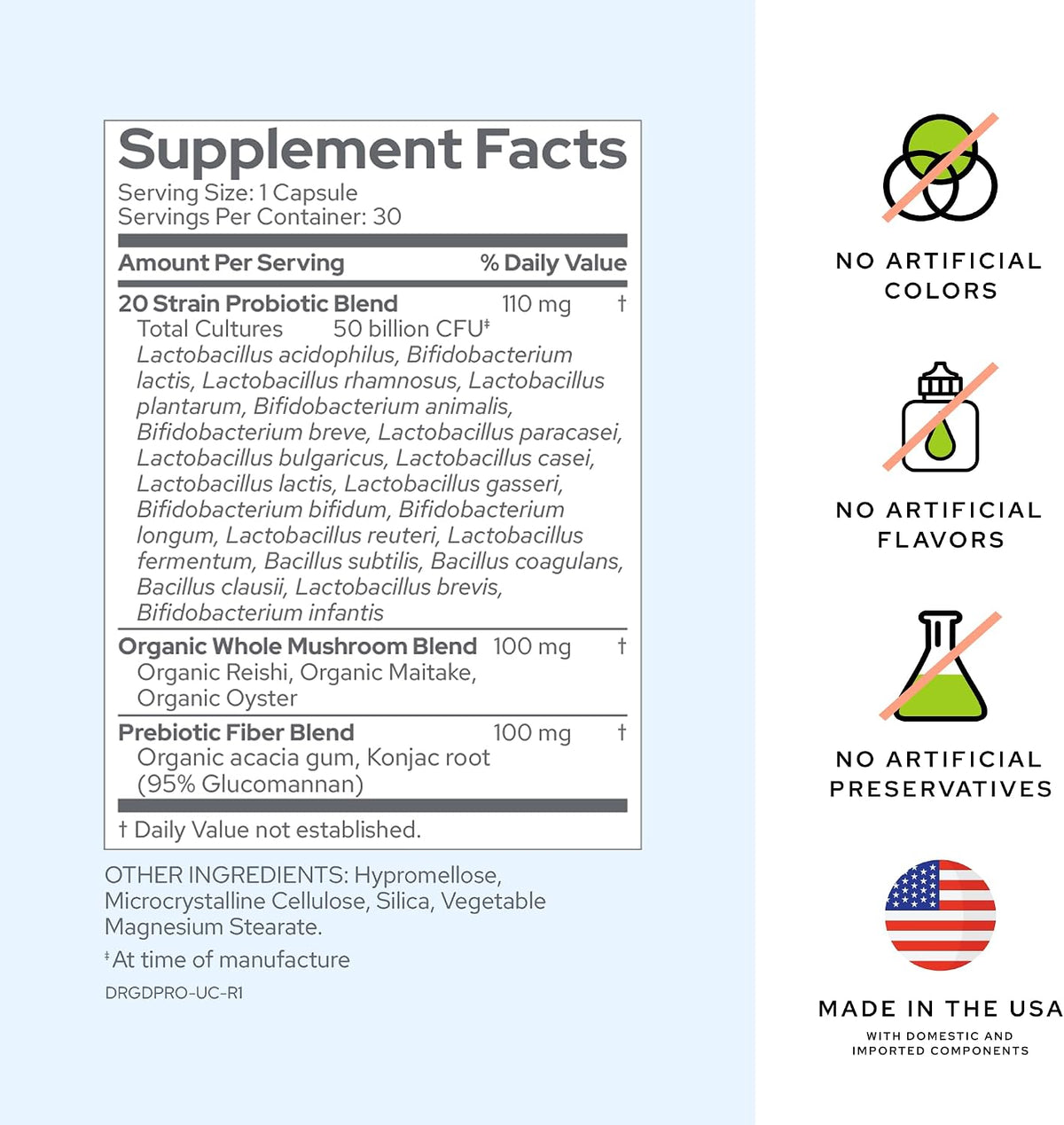 Gundry MD® Daily Pre & Pro Biotics with 50 Billion CFUs, 30 Servings | Added Organic Adaptogenic Mushroom Blend for Immune Support, Proactive Digestion, Leaky Gut & Gut Health Support, Once Daily