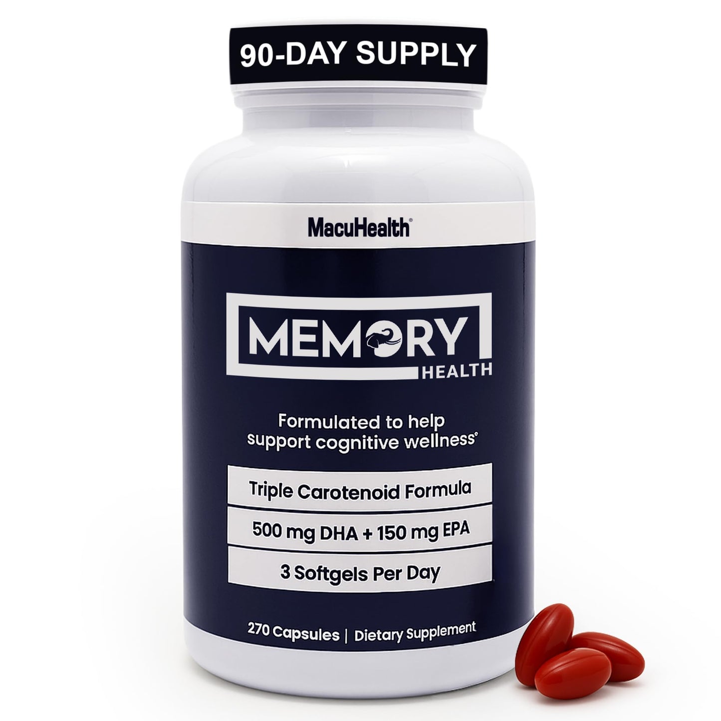 Memory Health Softgels with Omega-3, Carotenoids, and Vitamin E – Designed for Mental Focus, Energy, and Enhanced Clarity - (270 Softgels, 90 Days Supply) MacuhealthBuy Supplements Australia