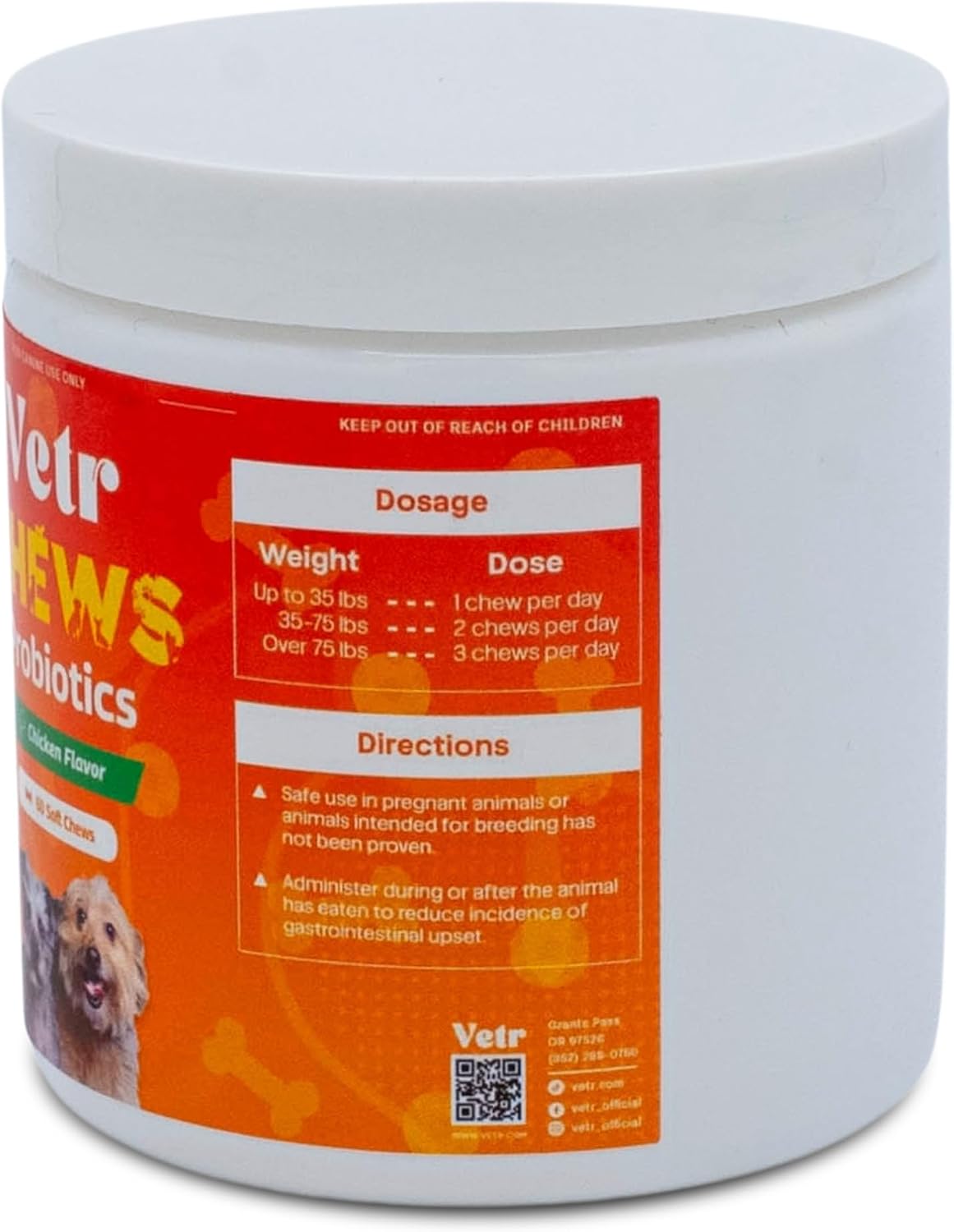 Vetr Probiotic Chews for Dogs - Chicken Flavored - Probiotics for Digestive Health - 60 Soft Chews - Vet-Formulated in USA