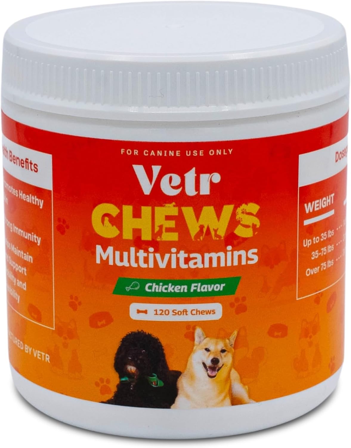Vetr Dog Multivitamin Treats, 120 Chews Chicken Flavor, Daily Pet Dog Vitamins and Supplements with Glucosamine, Chondroitin, & Probiotics, Hip & Joint, Immune Support, & Digestive Care