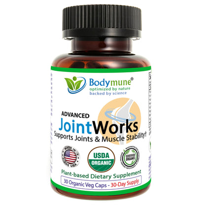 Bodymune JointWorks – Organic Joint & Muscle Support Supplement – Promotes Mobility, Flexibility & Comfort – 60 Capsules (2-Month Supply) – USDA Organic, Vegan, Gluten-Free, Non-GMO