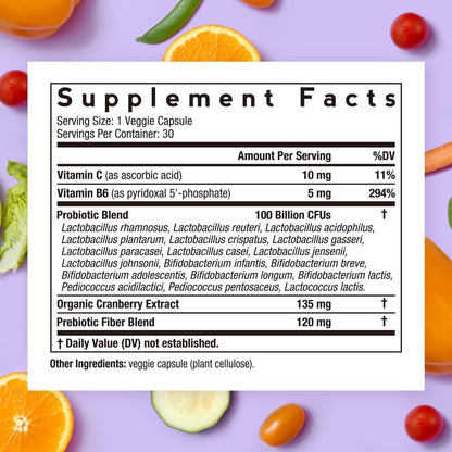Doctor's Recipes Probiotics for Women, 100 Billion CFU, 18 Probiotic Strains, Prebiotics, Cranberry, P-5-P & VC, Vaginal, Digestive & Immune Support, Shelf-Stable, 30 Vegan Caps