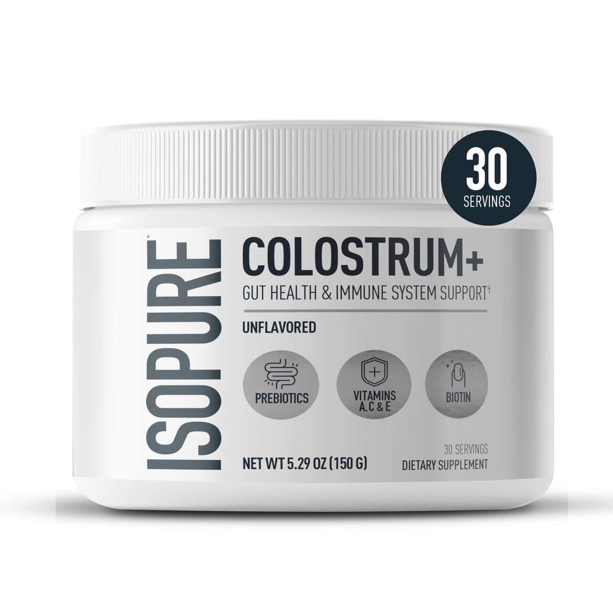 Isopure Bovine Colostrum Supplement Powder, Gently Processed, 90 Servings