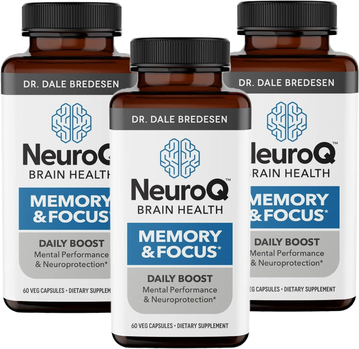 NeuroQ Memory & Focus | Formulated by Neurologist Dr. Dale Bredesen | Addresses All 4 Causes of Cognitive Decline | Ginkgo Biloba, Phosphatidylserine, Gotu Kola, Coffee Fruit, Turmeric & Propolis