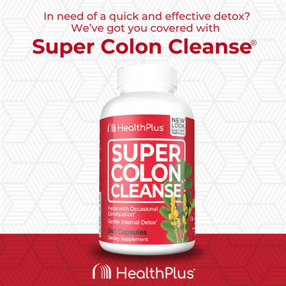 Health Plus Super Colon Cleanse Detox Capsules, 60 Day Supply, 240 Ct | Capsules with senna and psyllium husk, 120 servings; may support occasional constipation relief and gentle gut cleansing