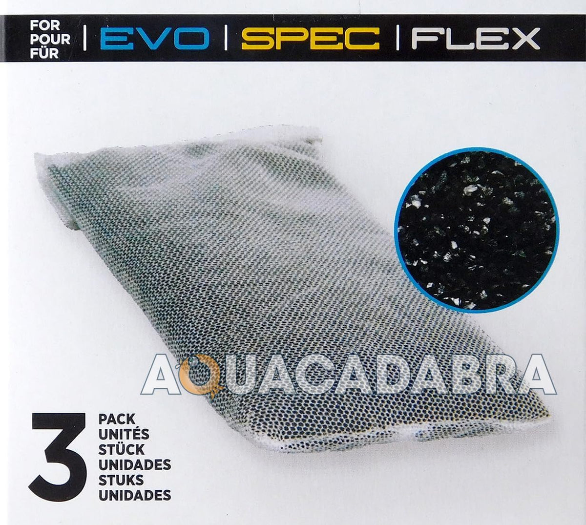 Fluval Spec/Evo/Flex Activated Carbon, Replacement Aquarium Filter Media, 3-Pack, A1377 | Replacement Aquarium Filter Media