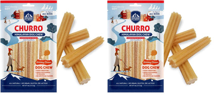 Himalayan Dog Chew Churro, Soft Yak Cheese Treat, Peanut Butter, 4 Sticks | 100% Natural, Soft Density Dental Support, Gluten Free, Healthy Safe Dog Treats for All Breeds and Ages, Lactose & Grain Free