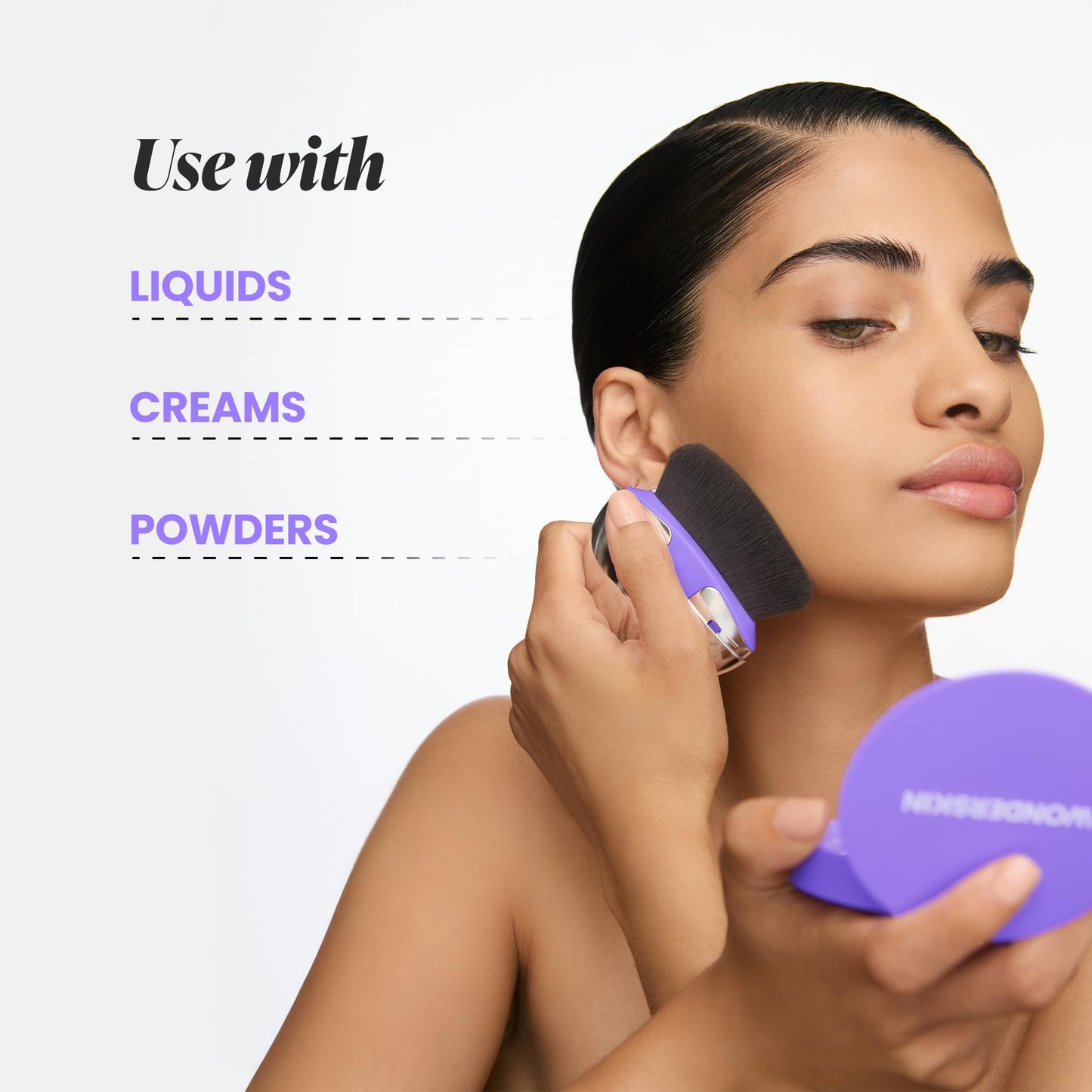 Wonderskin Dial-It-Up Brush – Adjustable 3-in-1 Makeup Brush for Foundation, Powder & Creams – Sheer to Full Coverage – Ergonomic Precision Design