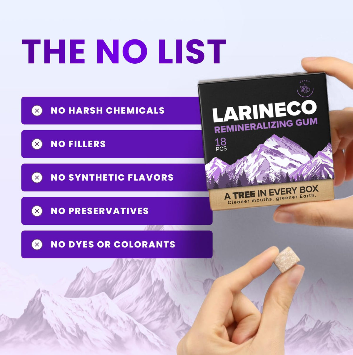 Larineco Remineralizing Gum with Nano Hydroxyapatite & Xylitol – Sugar-Free Xylitol Gum – Plastic-Free, Dye-Free, Aspartame-Free – Natural Base – 36 Pieces, Mastic Mint