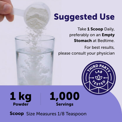 Micro Ingredients Glycine Powder, 1KG (2.2 Pounds), Glycine 1000mg Per Serving, Water Soluble and Product of USA