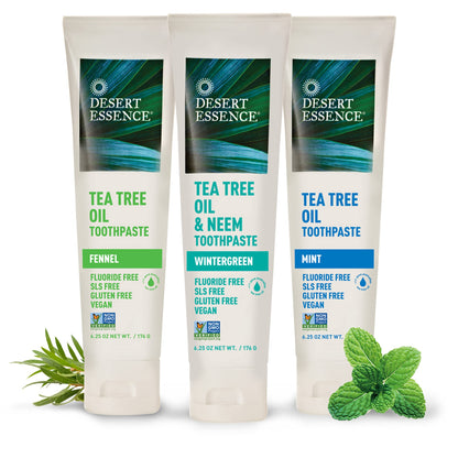 Desert Essence Tea Tree Oil Mint Toothpaste, Fluoride Free, 6.25 oz