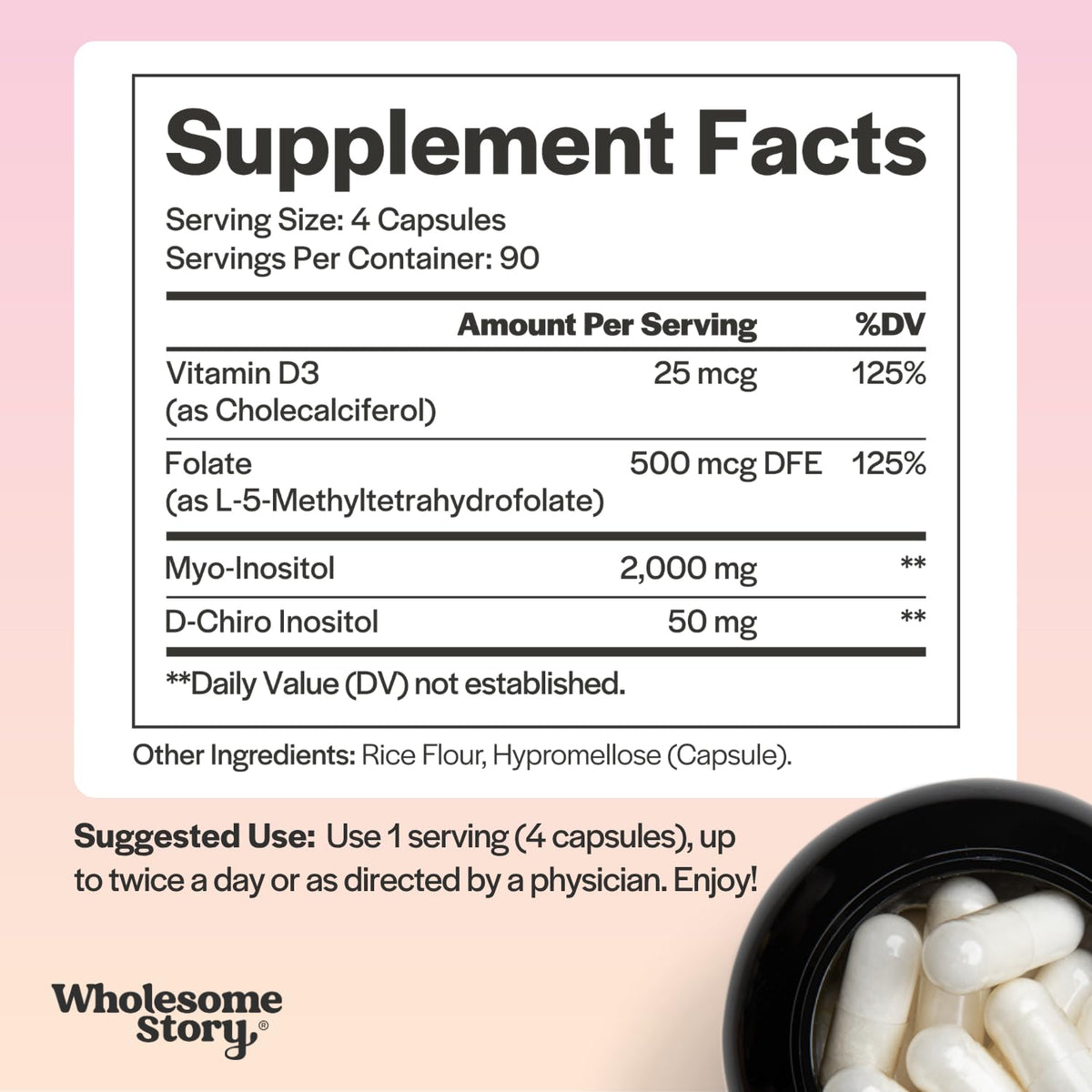 Myo-Inositol & D-Chiro Inositol Capsules with MTHF, Folate, Vitamin D| Support for Ovarian Function, Hormone Balance, & Homocysteine Levels | Fertility Supplements for Women | 40:1 Ratio