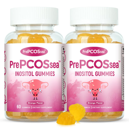 Feelherbs PrePCOSsea Inositol Gummies Vitamins, 2 Pack Orange Flavor Myo-Inositol Vitamin Gummies with Folate, B6, B12 & D-Biotin, 60 Count Soft Chews FeelherbsBuy Supplements Australia