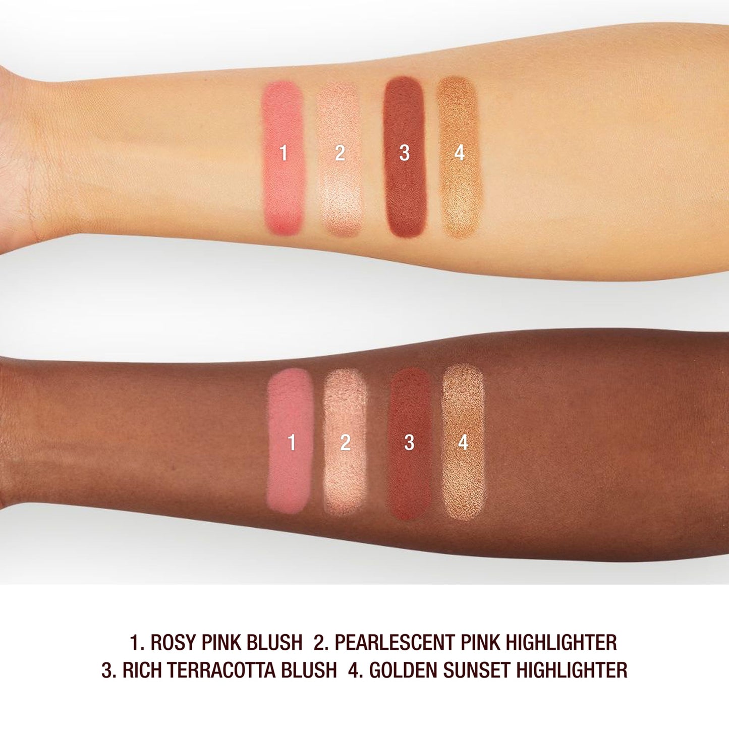 Charlotte Tilbury Mini Hollywood Blush & Glow Glide Palette, Powder Blush & Highlighter Compact, Face Makeup Duo, Travel Size Makeup Palette - Rich Terracotta Blush/Golden Sunset Highlighter