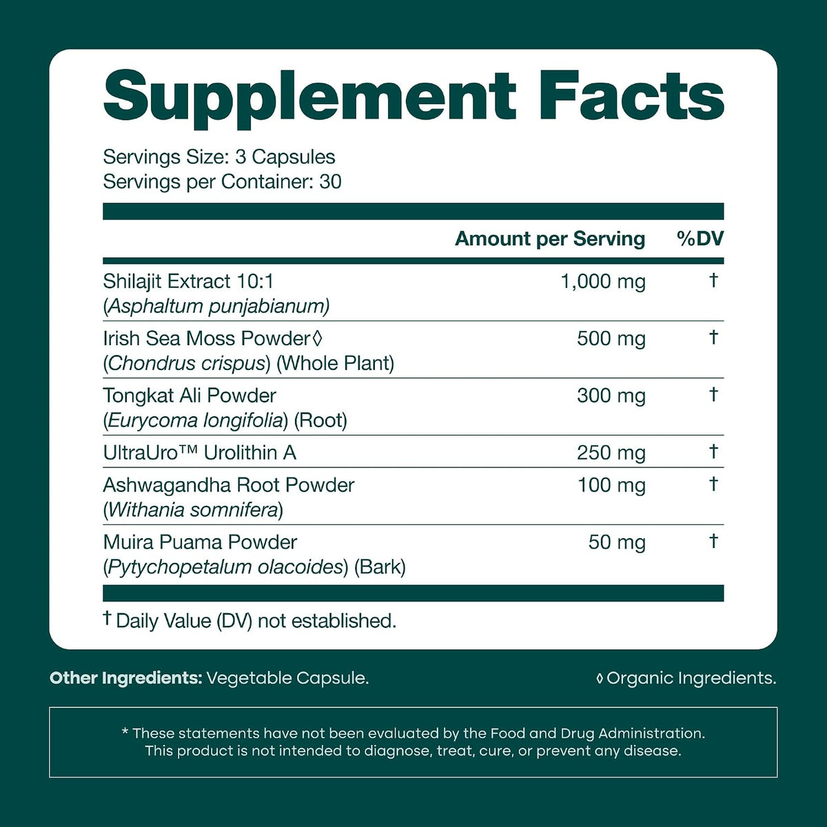 Urolithin-A Complex with Shilajit, Sea Moss, Ashwagandha & Tongkat Ali 90Ct | Urolithin a supplement, supports natural energy, hormone balance, focus & cellular health, vegan, non-GMO, made in USA