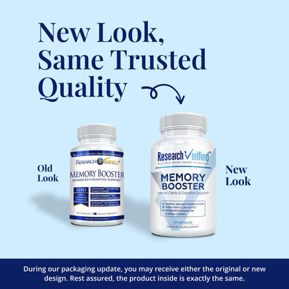 Research Verified Memory Booster - Nootropic Supplement - Enhance Cognition and Memory - Lion’s Mane, Ginkgo Biloba, BioPerine - 60 Capsules - Non-GMO - Made in the USA