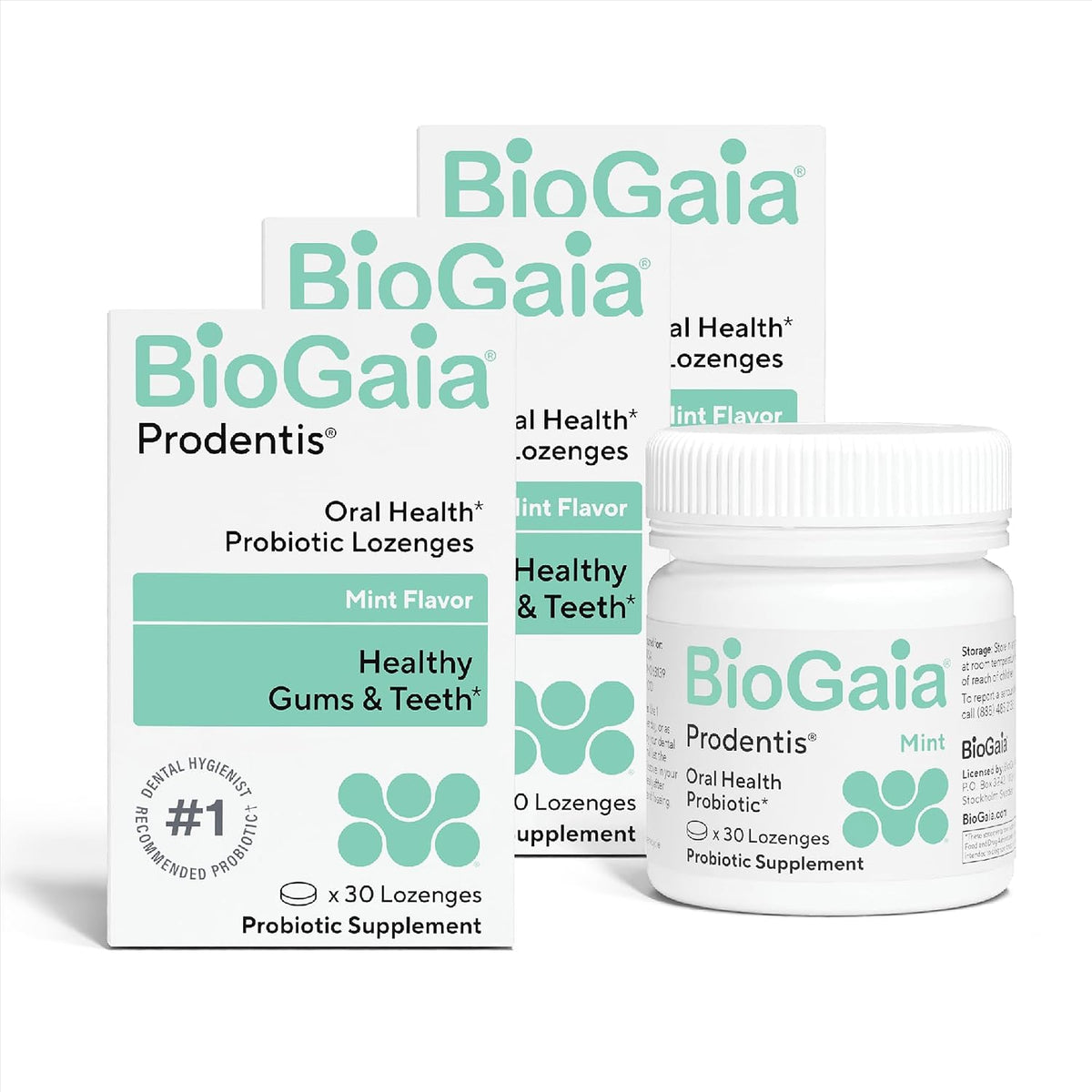 BioGaia Prodentis Oral Probiotics for Teeth & Gums and Bad Breath | Dental Hygienist-Recommended | Promotes Healthy Gums & Improves Oral Health | Fights Bad Breath | Dental Probiotic (3-Pack)